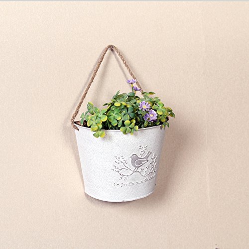 Watering Honey French Country Rustic White Shabby Chic Mini Metal Wall Hanging Planters #TOP1