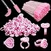Lash Extensions Supplies, 100 glue ring smart glue cups, eyelash glue holder for eyelash extender and 100 disposable brush, mascara wand, mascara brush for eyelash extension and makeup (pink)