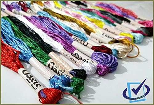 20 Oasis Skeins Viscose Metallic Solid Hand Embroidery Thread Basic Colours | UK