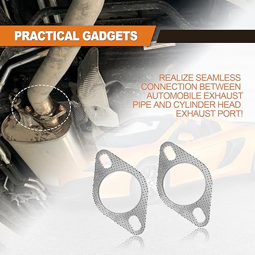 2 PCS Standard Exhaust Manifold Gasket 2.5\" 2-Bolt Exhaust Flange Gasket Replacement Car Exhaust Gasket Car Accessories OEM#120-06310-0002 Made of High Temp Gasket Material - Thumbnail 6
