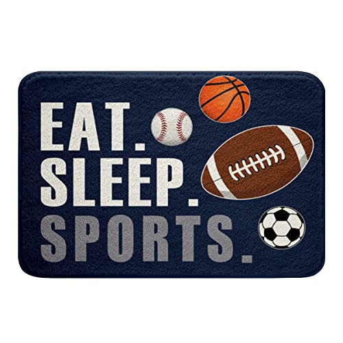 Feelyou Football Bathroom Rugs Kids Basketball Basketball Ball Games Bath Mats for Boys Girls Sports Theme Bath Rugs for Bathroom Breathable Doormats Floor Mat Decor 16"x24"