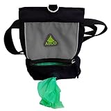 ASCO Leckerlibeutel, Futterbeutel für Hunde, Pferde mit Einhand-Schnappverschluss, Premium Futtertasche 15x20 cm schwarz AC51TB