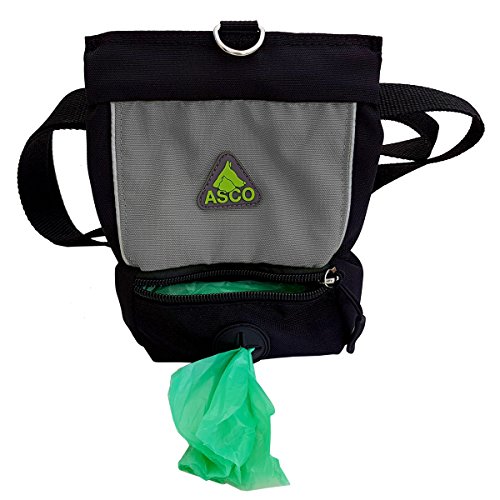 ASCO Leckerlibeutel, Futterbeutel für Hunde, Pferde mit Einhand-Schnappverschluss, Premium Futtertasche 15x20 cm schwarz AC51TB