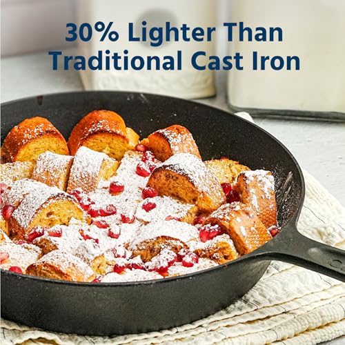 Image of COOKLIFE 10 Inch Lightweight Pre-Seasoned Cast Iron Skillet, Smooth Fry Pan | Non-Stick Polished Skillet Use with an Oven, Stove, Grill, or Campfire, Handcrafted, PFAS-Free, Non-Toxic, Easy to Clean