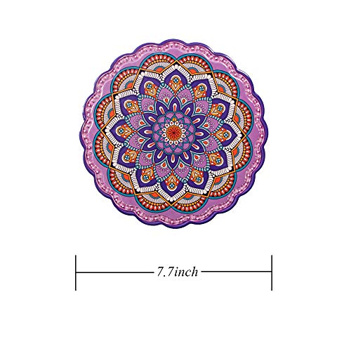 Arly Housewarming Gift From Friend,Stone Adorn Purple Trivet For Teapot/Hot Pot Holders,Bright And Colorful,Round 7.7 Inch Set Of 2 #TOP3
