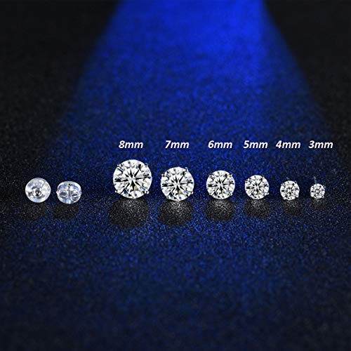 Sterling Silver Cubic Zirconia Cz Stud Earrings Round Cut 3Mm 4Mm 5Mm 6Mm Clear Crystal For Men Women 4 Sets #TOP3