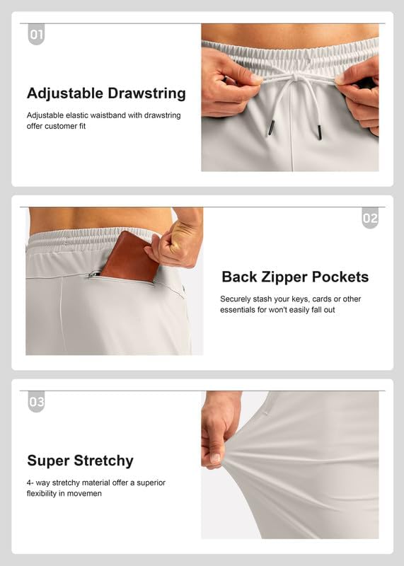 Pudolla Men's Athletic Pants with Zipper Pockets Stretch Workout Sweatpants Lightweight Running Joggers for Men - Image 5