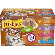 Purina Friskies Pate Wet Cat Food Variety Pack, Extra Gravy Pate Chicken, Turkey, Salmon & Tuna - (24) 5.5 oz. Cans