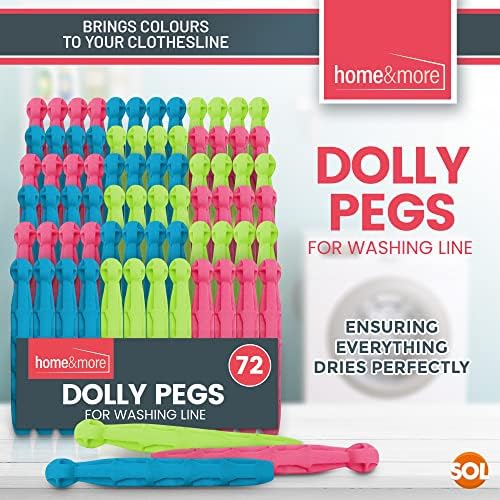 SOL 72pk Plastic Dolly Pegs For Washing Line | Heavy Duty Dolly Washing Pegs | Plastic Clothes Pegs for Washing Line | Strong Plastic Pegs for Washing Line | Clothes Pegs Strong | Clothes-Pegs