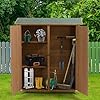 Ball cast 64 fir wood outdoor storage shed with lockable door and detachable shelvesweatherproof tool shed wpitch roofshelter house for pool supplies lawn maintenance equipmentyellow brown  urban country home decor