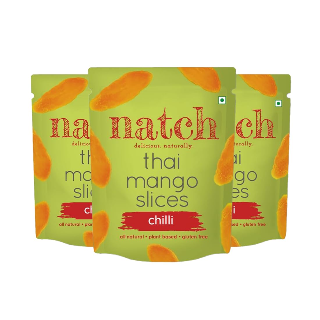 Natch Dried Thai Mango Slices, Vegan & Gluten Free, 100% Natural Fruit, No Artificial Preservatives, Healthy Fruit Snacks for Adults & Kids, Real Mango Candy, 150g each (Pack of 3), Chilli Flavour
