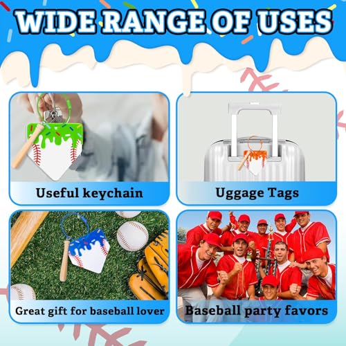 Hennchi 15 Set Ice Cream Drip Baseball Keychain with Mini Wooden Bat, 2 Layers Acrylic Baseball Keychains bulk Luggage Backpack Tags for Sport Theme Party Team Gifts (Home Plate) by Hennchi - Image 6
