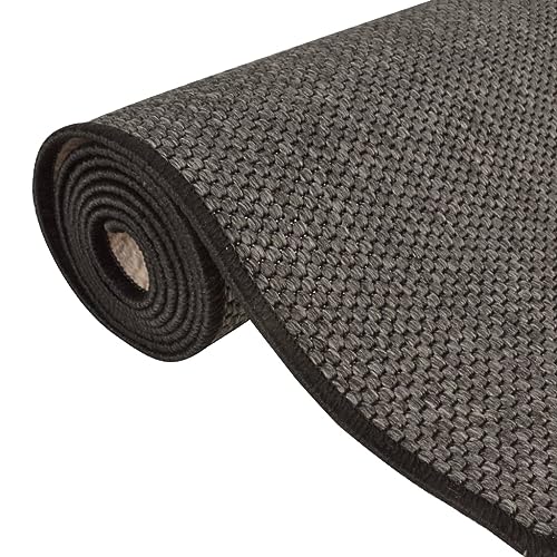 Tapis de couloir aspect sisal anthracite absorbant lavable - 7