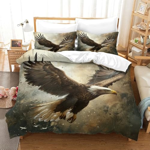Ensemble de literie 3D imprimé aigle en microfibre super douce pour lit super king