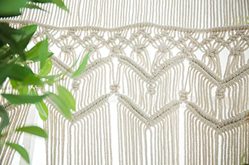Hysunland Macrame Curtains For Windows/Doorways Handmade Boho Curtains For Bedroom Wedding Photo Backdrop, 37.5''W X 82''L #TOP6