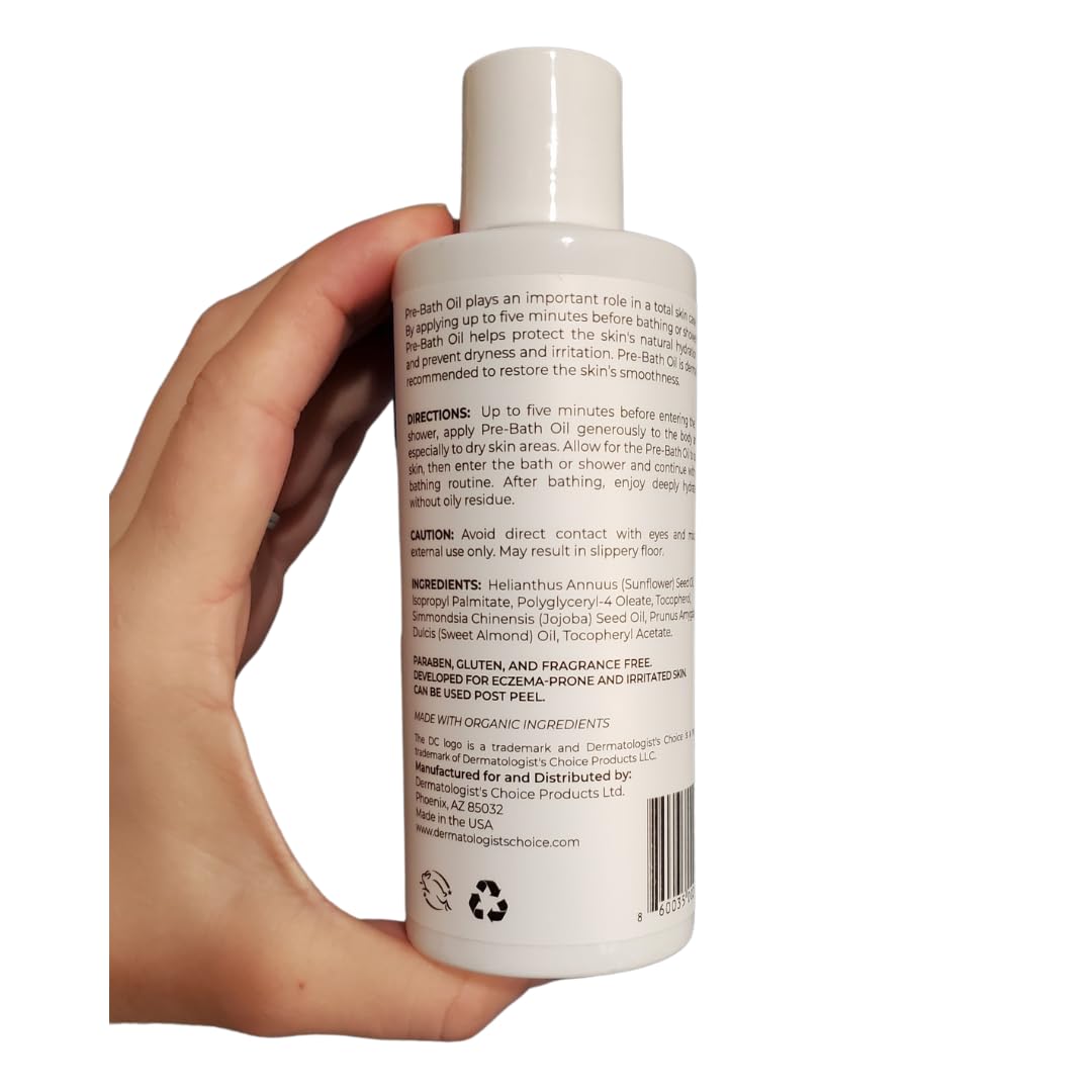 Dermatologist's Choice Pre-Bath Oil, Fragrance-Free Precleansing Treatment For Very Dry, Sensitive, and Eczema-Prone Skin, Supports Healthy Skin Barrier Function