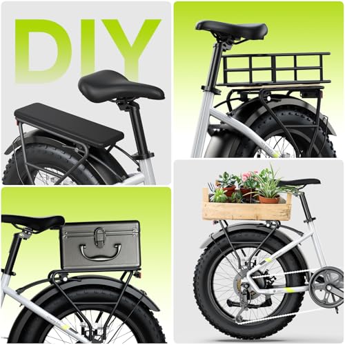 SISIGAD Electric Bike for Adults,28MPH 1500W Peak Brushless Motor 20" x 4.0 Fat Tire Folding Electric Bikes for Men,48 V 500 WH Removable Larger Battery Hydraulic Suspension 7-Speed E-Bike (White) - Thumbnail 5