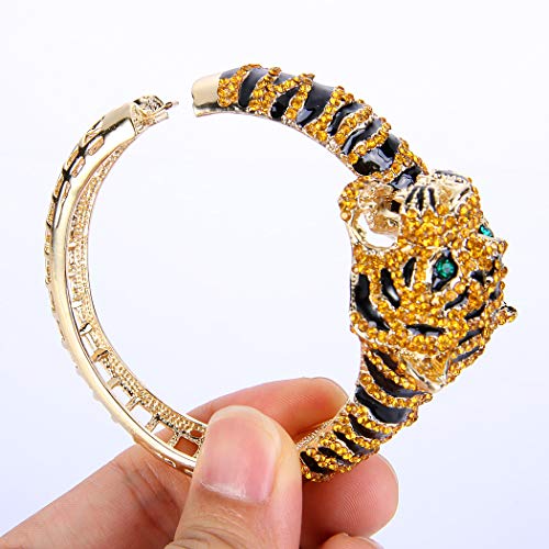 EVER FAITH Austrian Crystal Enamel Gorgeous Tiger Animal Bangle Bracelet Clear4