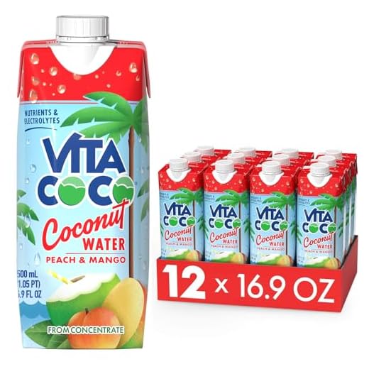 Vita Coco Coconut Water, Peach & Mango - Naturally Hydrating Electrolyte Drink - Smart Alternative to Coffee, Soda, and Sports Drinks - Gluten Free - 16.9 Ounce (Pack of 12)