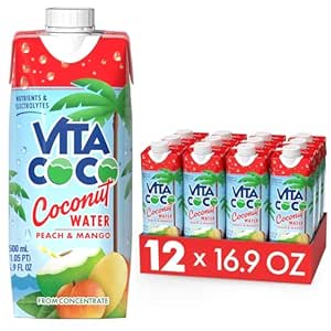 Vita Coco Peach Mango Coconut Water, 16.9 fl oz (Pack of 12)