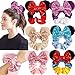 6 Pack Mouse Ears Scrunchies Velvet Sparkle Sequin Mouse Bows Hair Scrunchies Hair Ties Elastic Rubber Bands Ponytail Holders for Kids Women Girls Christmas Party Decoration