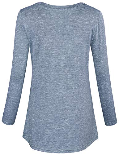 Quinee Maternity Shirts Fo Women, Ladies Round Neck Long Sleeve Winter Plus Size Nursing Breastfeeding Tops Irregular Hem Layered Functional Feeding Tunic Blouses Light Blue S #TOP2