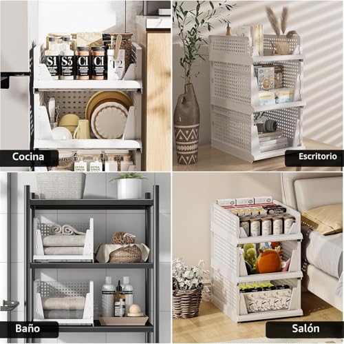 Miniatura 6 de Zikenis 5 Piezas Organizador Armario, Apilables Cajones Para Armario, Plástico, Plegables Cajones Almacenaje, Organizador De Armario Para Ropa, Dormitorio, Cocina, Oficina, Baño