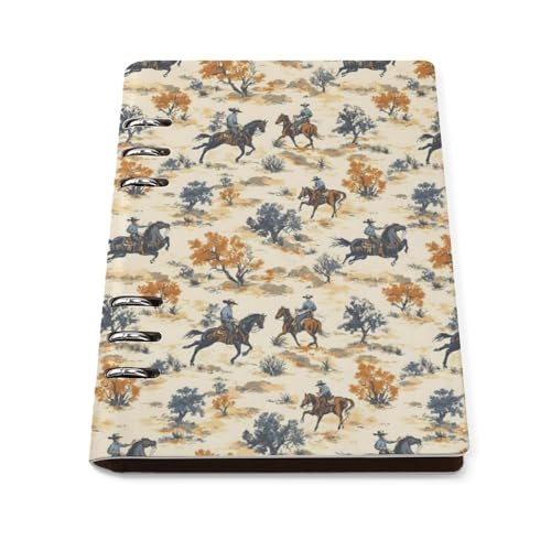 Carnet ligné A5 en cuir PU style cowboy avec couverture rigide rechargeable