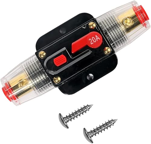 Fusible de circuito en línea de protección de automóvil, 12 V-48 V CC, inversor de fusible con reinicio manual, soporte en línea de fusible