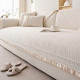 IJNBHU Chenilla Suave Funda Sofa Chaise Long Funda Antideslizante para sofá, Protector de sofá para Perros y Gatos, Funda para sofá de 1/2/3/4 plazas,Blanca,70 * 120cm