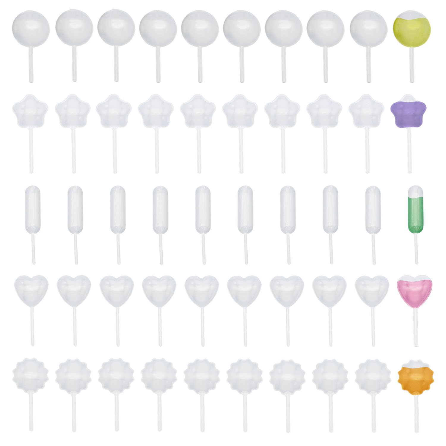 300pcs 4ml Cupcake Pipettes, 5 Shapes Mini Disposable Transfer Pipettes Droppers for Jam, Strawberries, Cupcake, Chocolate, Ice Cream