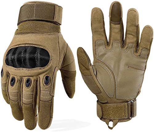 wtactful Touchscreen Motorcycle Tactical Gloves for Men for Airsoft Paintball Cycling Motorbike MTB Bike ATV Hunting Hiking Riding Work Outdoor Sport Work Gloves Brown X-Large