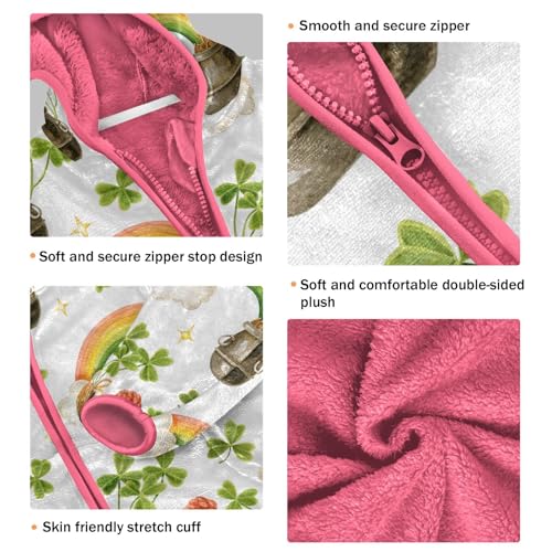 OTVEE St Patricks Clover Rainbow Kids Hoodie Jacket Fall Spring Full Zip Warm Outwear Coat3