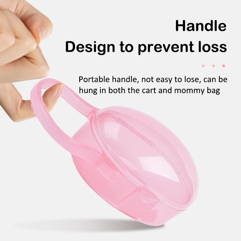 Image of AKOAK Pacifier Box, Travel Universal Pacifier Box with Handle, is Very Useful for Mothers - A Great BPA-Free Tool for Storing Pacifiers, Pack of 2 (Pink)