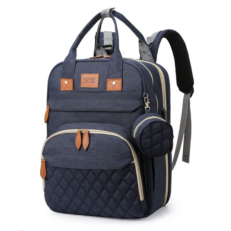 Apexmode Diaper Bag Backpack, Multifunction Travel Diaper Bags, Mommy Bag, Waterproof, Large Capacity, Stylish and Durable (Backpack-Navy Blue)