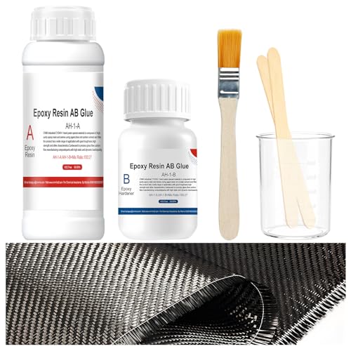 WEILAOK Kit Reparación Fibra de Carbono, Kit de Fibra de Carbono y Resina Epoxi para Reforzar y Reparar Automóviles, Motocicletas, Barcos, Tablas de Paddle Surf, Bicicletas