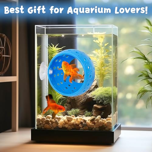 Image of Fhiny Betta Hideout, 2 PCS Aquarium Fish Tunnel with Suction Cup Tank Tunnel Shrimp Cave Aquarium Ornament Fish Tank Accessories for Shrimp Betta Guppy Hiding Resting (Blue)