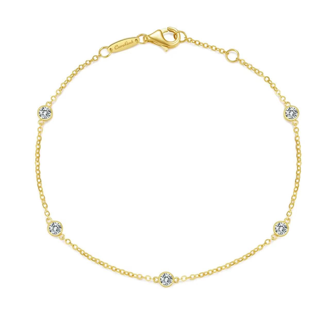 14k Solid Gold Diamond Solitaire Station Bracelet (PRODUCT 5)