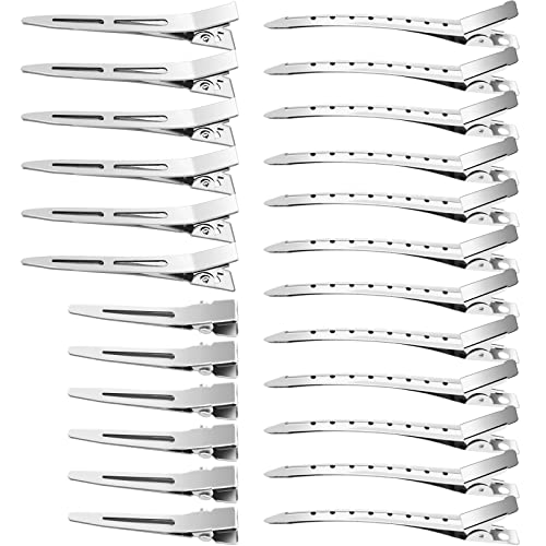 65Pcs Duck Billed Hair Clips for Styling Sectioning Metal Silver Alligator Hair Clips for Women 3 Sizes Long Hair Clip for Roller Pin Curl Loc Clips for Retwist Salon Barber Bows DIY