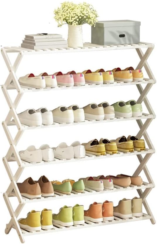 戸口シューズラック 折りたたみ式シューズラック ポータブルシューズ収納オーガナイザー 6層 大容量 玄関/屋内/自宅/玄関/バスルー