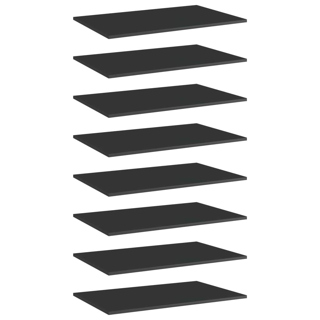 Bücherregal Bretter Hochglanz-Schwarz Holzwerkstoff 80x50x1,5 cm 8 Stück Regalsystem Wand montierbar modular erweiterbar für Wohnzimmer Schlafzimmer Büro und Keller