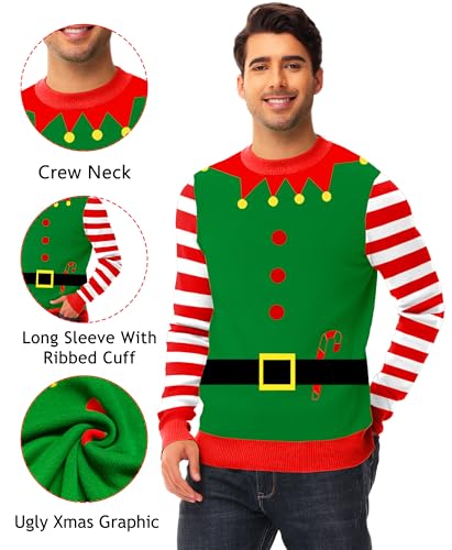 AOBUTE Unisex Ugly Christmas Sweater for Men Women Xmas Holiday Party Funny Print Knit Pullover - Image 5