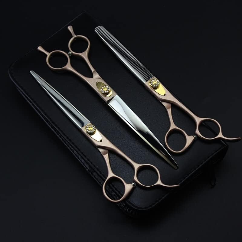Dog Grooming Scissors Shears, 5PCS Japan Steel 7 Inch Rose Pet Dog Grooming Hair Cutting Scissors Cut Shears Thinning Barber Hairdressing Scissors Kit