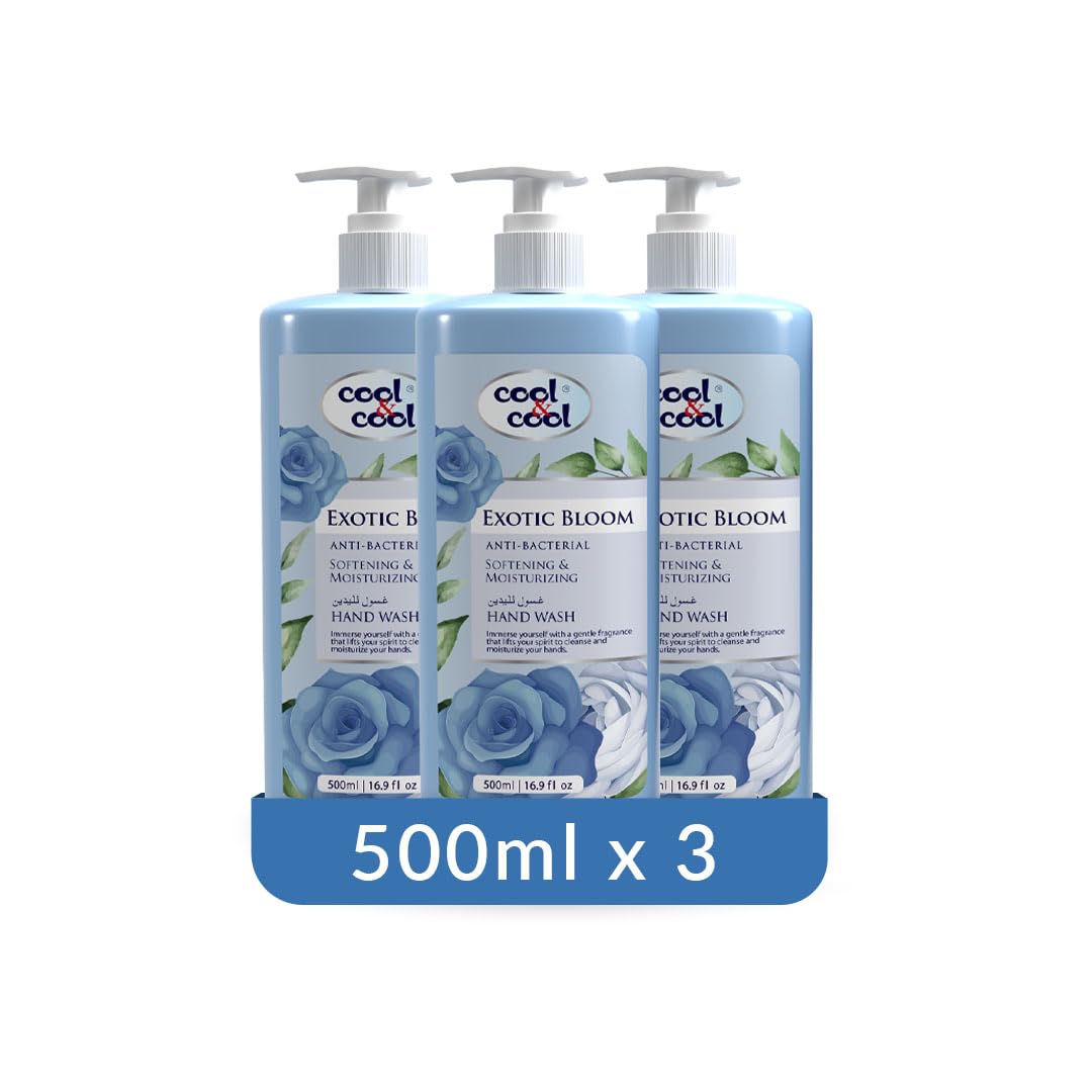 Cool & Cool Exotic Bloom - 500Ml(Pack of 3) - Anti-Bacterial,Skin-Softening & Moisturizing Liquid Hand Wash 1.5 Liters