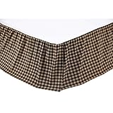 VHC Brands Black Check Queen Bed Skirt 60x80x16 Country Rustic Design, Black and Tan