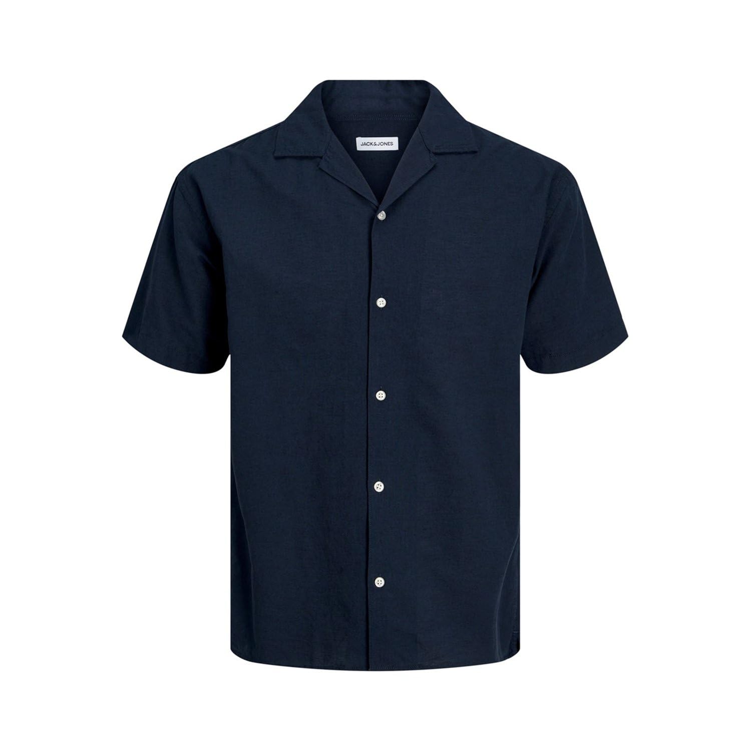 JACK & JONES Linen Resort Shirt Large (Blue)