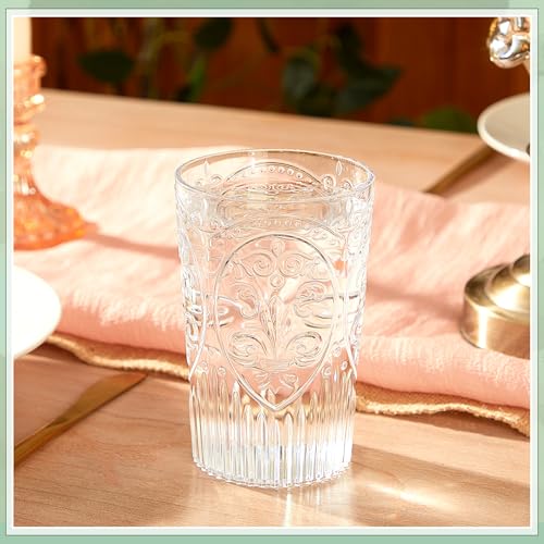 Acellegic 48 Pcs 16 oz Plastic Vintage Drinking Glasses Stemless Ribbed Highball Glasses Bulk Embossed Reusable Cup for Water Beer Cocktails Juice Wedding Bridal Shower Birthday Event Party (Clear) by Acellegic - Image 5