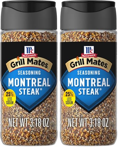 Image of McCormick Grill Mates 25% Less Sodium Montreal Steak Seasoning, 3.18 oz (Pack of 2)