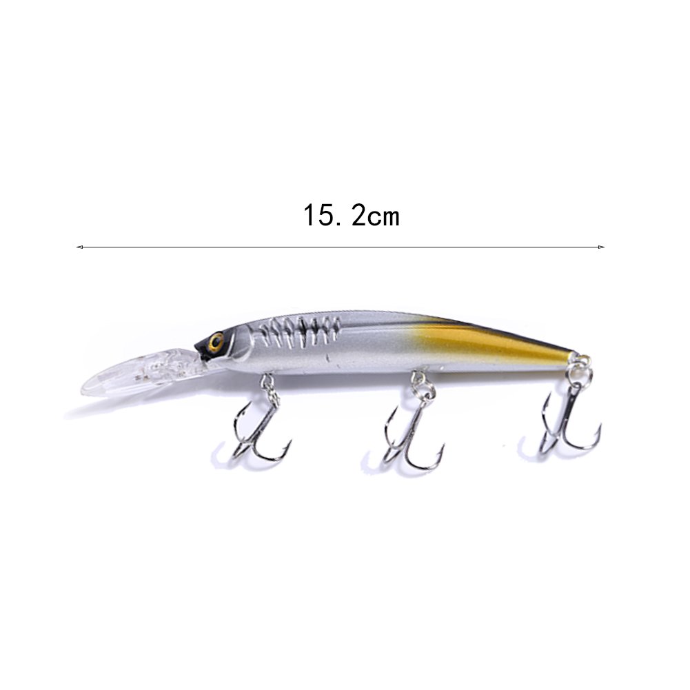 Señuelos de Pesca Blandos, 5PCS Señuelos de Pesca de plástico ABS Cebos Crankbaits hundidos con Ojos 3D Tres anzuelos triples for Agua Dulce Señuelos de Agua Salada Pesca en el océano