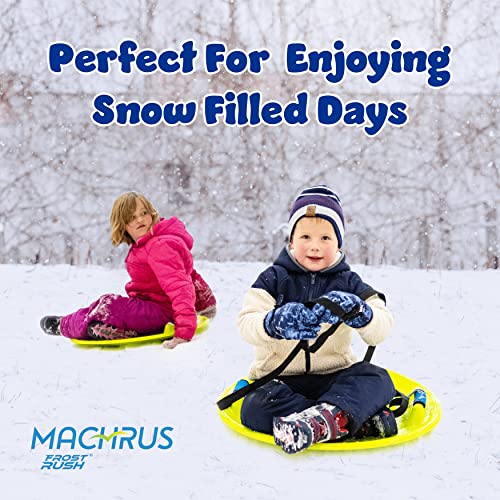Machrus Frost Rush Saucer Sled with Foam Grips and Uphill Pull Cord Straps - Large Arctic Winter Snow Sled with Handles for Toddler, Kids, and Adults